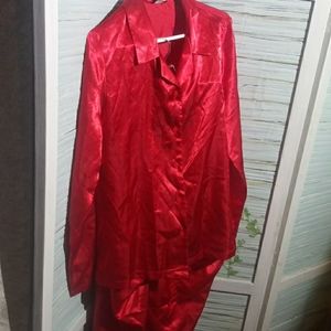 Red Silk Frederick of Hollywood pajamas